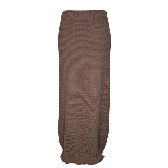Free People Hailee Sweater Skirt Set M Brown Mock Neck Cropped Pullover Midi - Picture 7 of 13